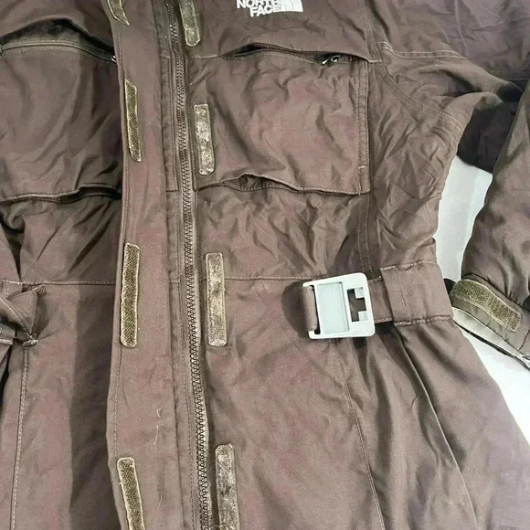 The North Face Goose Down Fur Hood Buckle Jacket Coat Hyvent Woman’s XS Brown B - Picture 4 of 13